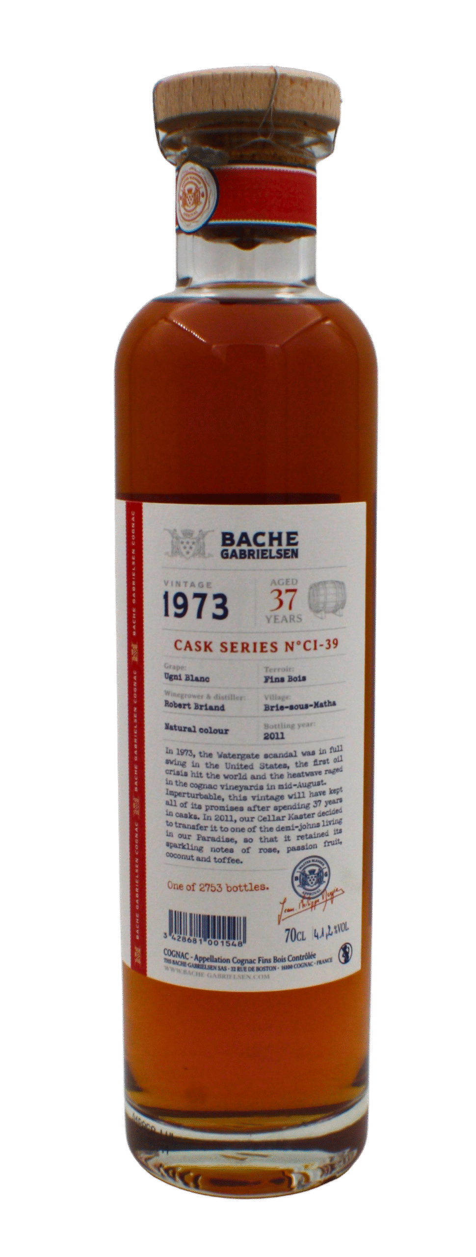 Bache Gabrielsen 37Y.O Vintage 1973 Cognac 700 ML - Image 3