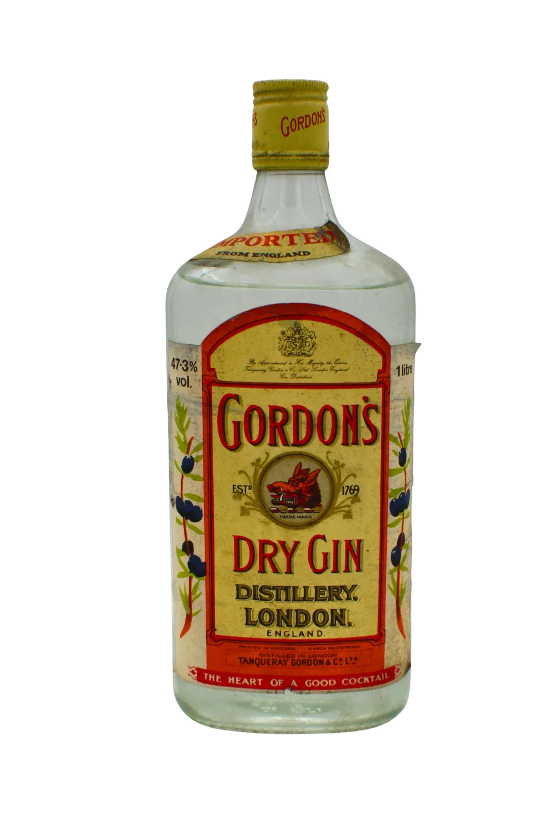 Gordons London Dry Gin Bottled 1980s 1000 ML