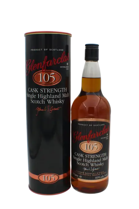 Glenfarclas 105 Cask Strength (1990s Old Label Tin Box) Single Malt Scotch Whisky 1000 ML