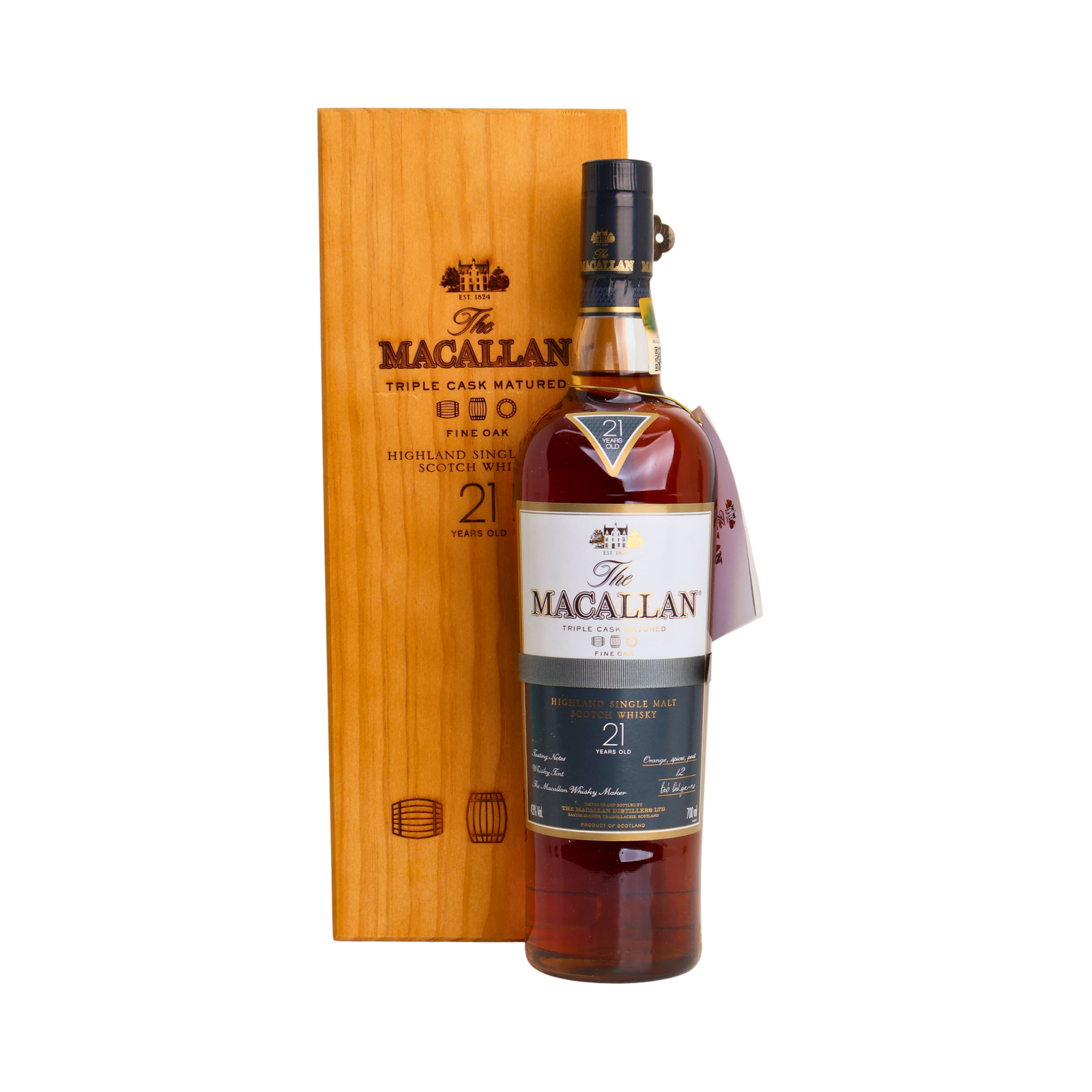 Macallan Fine Oak Wooden Box 21 Y.O Single Malt Scotch Whisky 700 ML